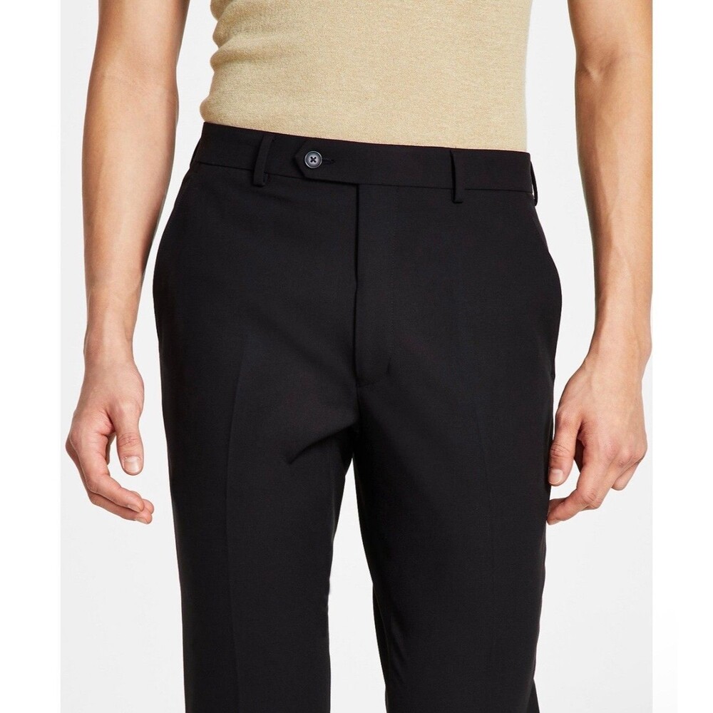 $95 NEW CALVIN KLEIN MENS 28X30 SOLID BLACK SKINNY TROUSERS DRESS PANTS SLACKS - Picture 5 of 13